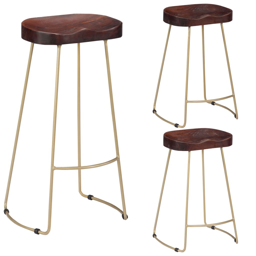 vidaXL Bar Stool Bar Seat Counter Height Island Stool for Pub Solid Mango Wood-24