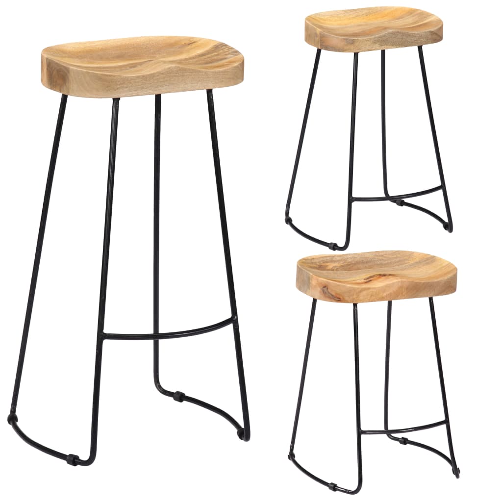 vidaXL Gavin Bar Stools 2 pcs 19.7"x15.7"x30.7" Solid Wood Mango-4