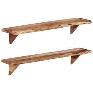 vidaXL Wall Shelves Floating Shelves Display Shelves 2 Pcs Solid Wood Acacia-5