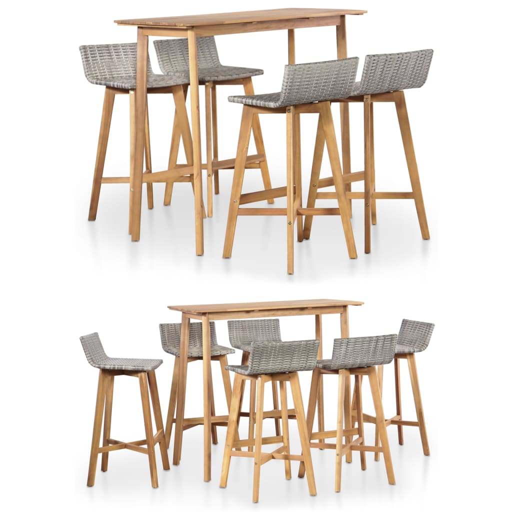 vidaXL Patio Dining Set Outdoor Table and Chairs Bar Set Solid Acacia Wood-1