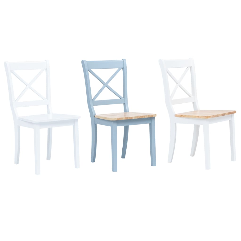 vidaXL Dining Chairs Side Chair for Dining Room 2 Pcs White Solid Wood Rubber-38