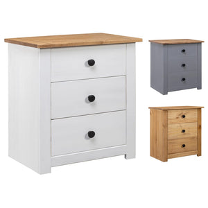 vidaXL Nightstand with 3 Drawers Storage Bedside Table Pinewood Panama Range-11