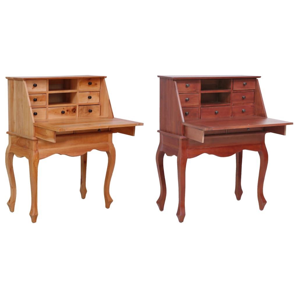 vidaXL Secretary Desk Office Writing Table with Drawers Solid Wood Mahogany-0