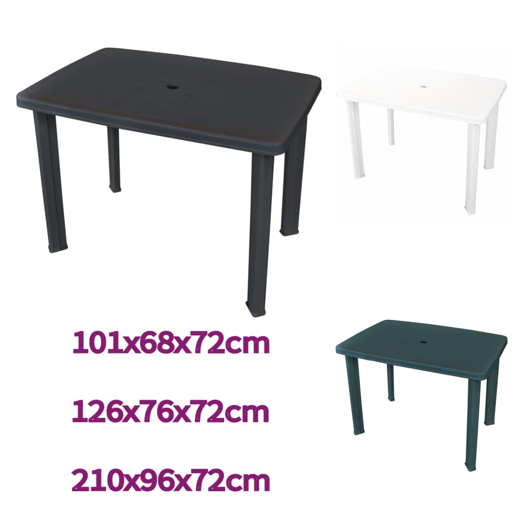 vidaXL Patio Table Outdoor Garden Deck Dining Table with Umbrella Hole Plastic-9