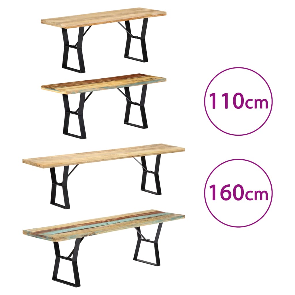 vidaXL Bench Dining Bench Wooden Bench Hallway Entryway Seat Solid Mango Wood-0