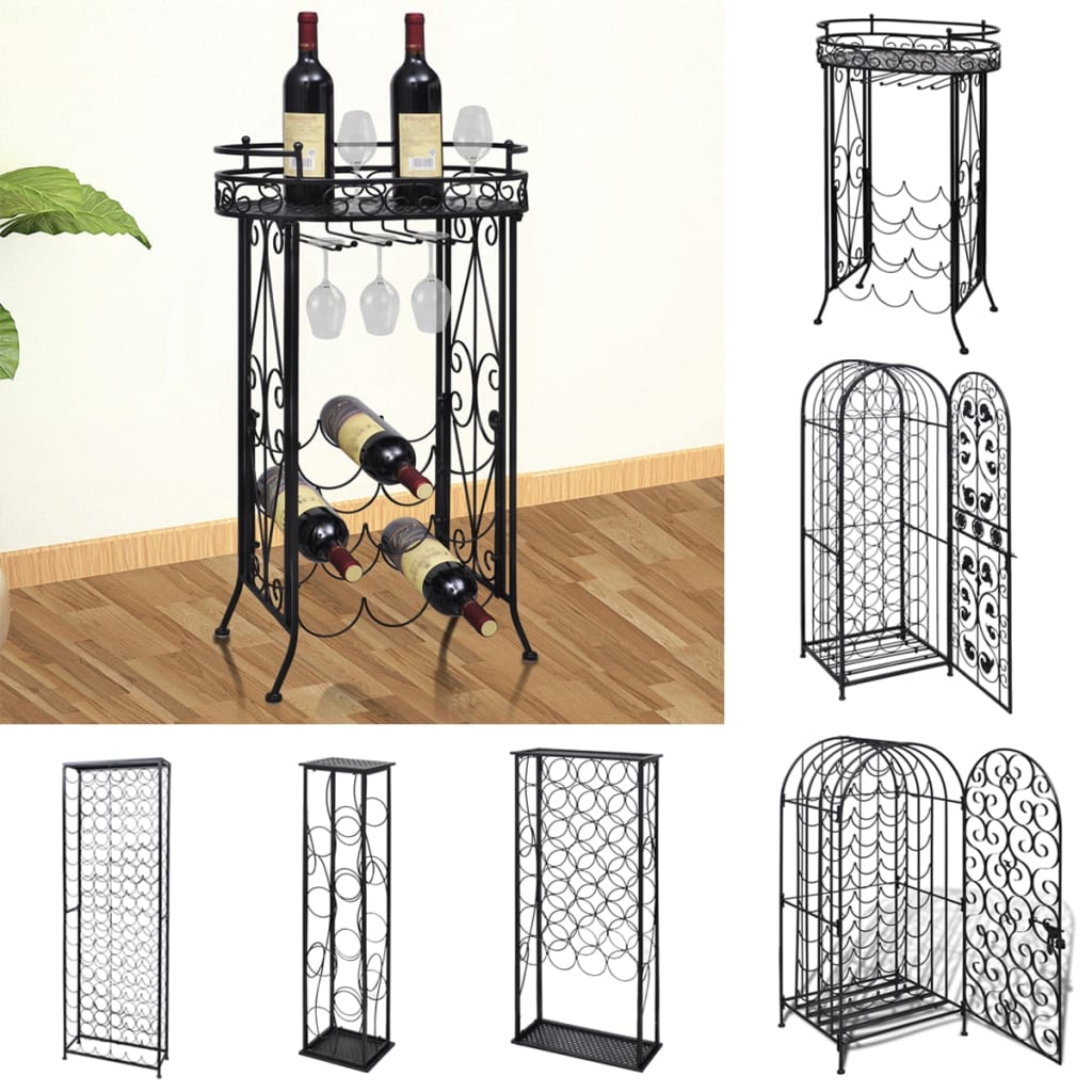 vidaXL Wine Rack Wine Bottle Holder Pantry Floor Wine Cabinet Organizer Metal-4