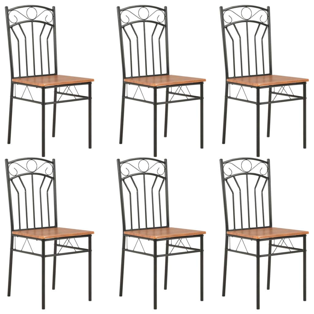 vidaXL Dining Chairs Wood Top Metal Frame Seating for Dining Room Brown MDF-25