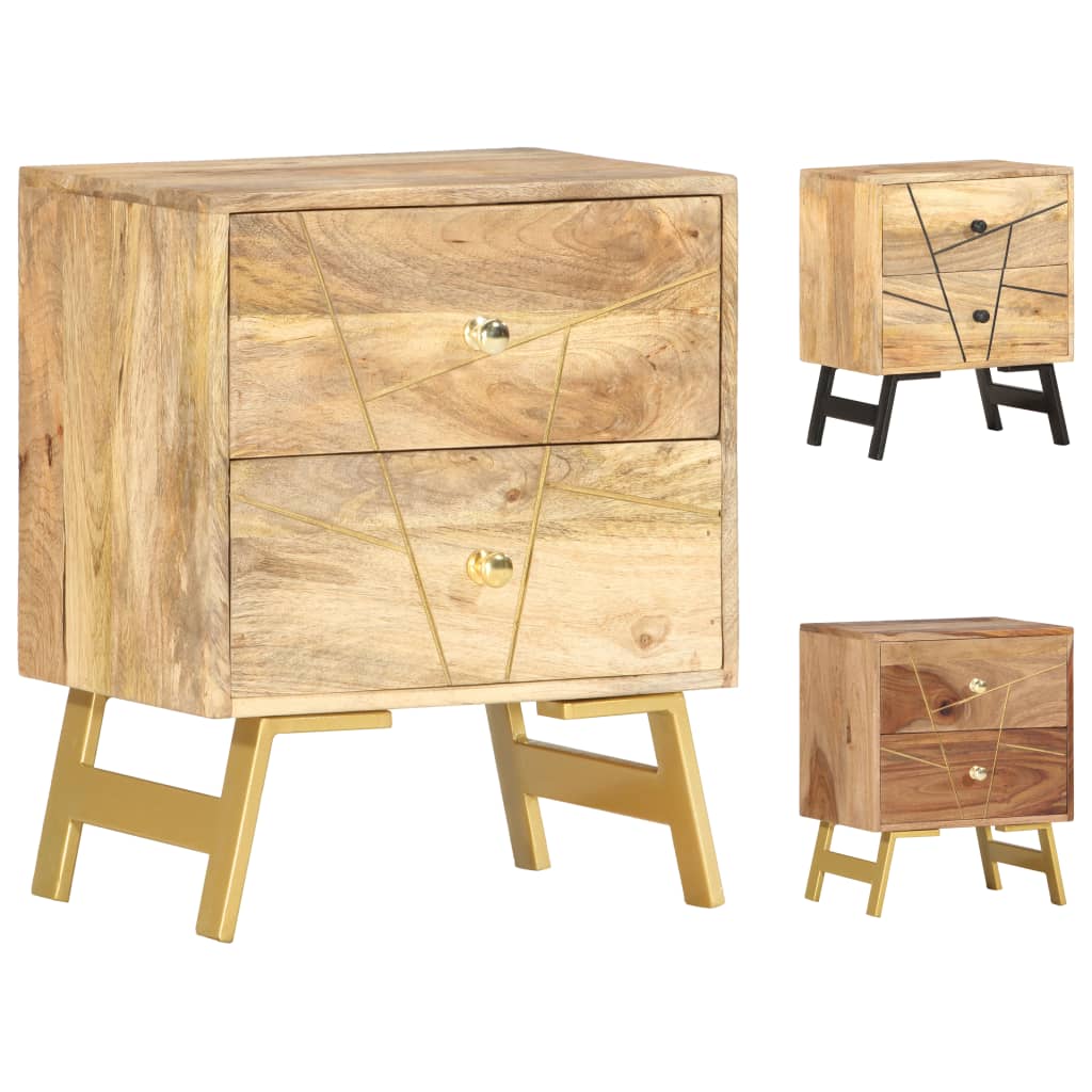 vidaXL Nightstand Storage Bedside Table for Home Bedroom Solid Wood Mango-11