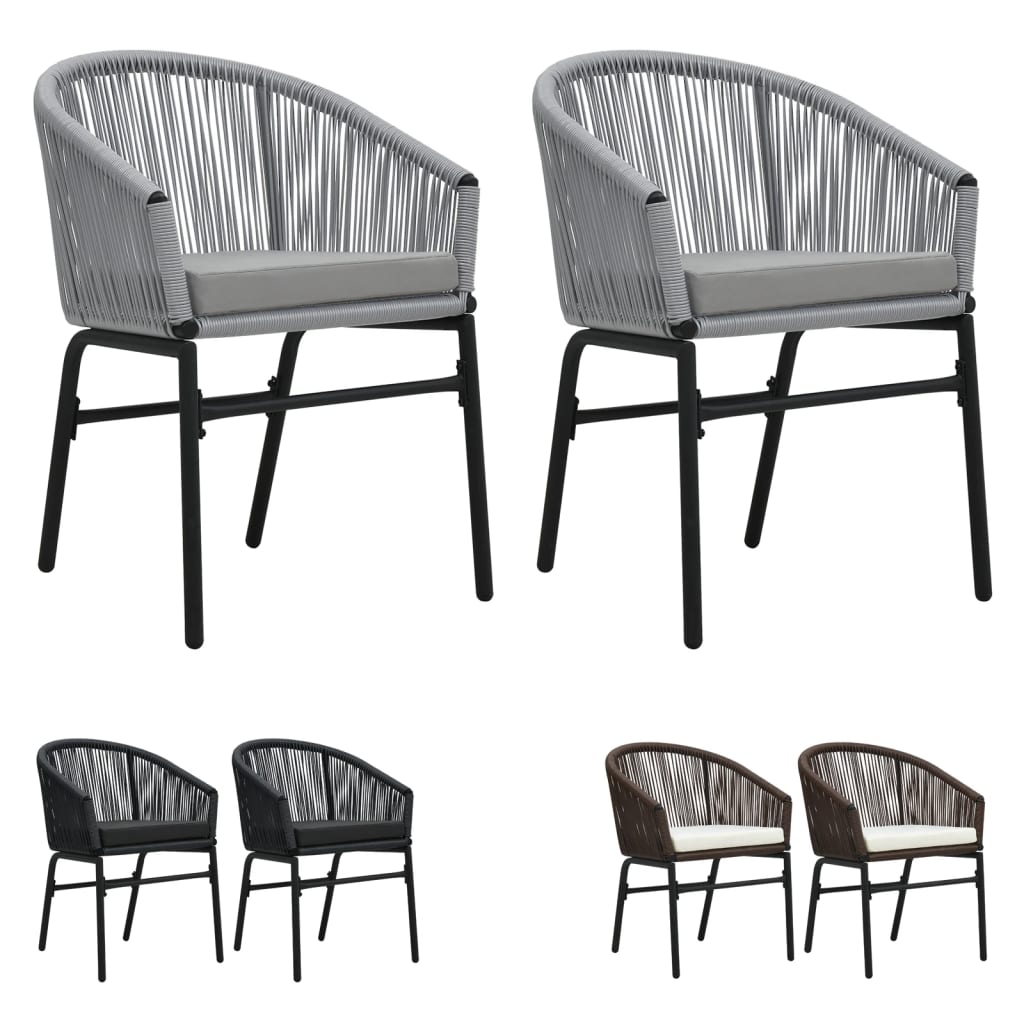 vidaXL Patio Chairs 2 Pcs Wicker Patio Dining Chair with Cushion PE Rattan-4