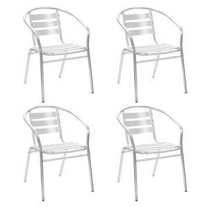 vidaXL Stackable Patio Chairs Outdoor Chair with Triple Slat Back Aluminum-13