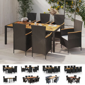 vidaXL Patio Dining Set Outdoor Dining Table and Chairs Poly Rattan Black-11