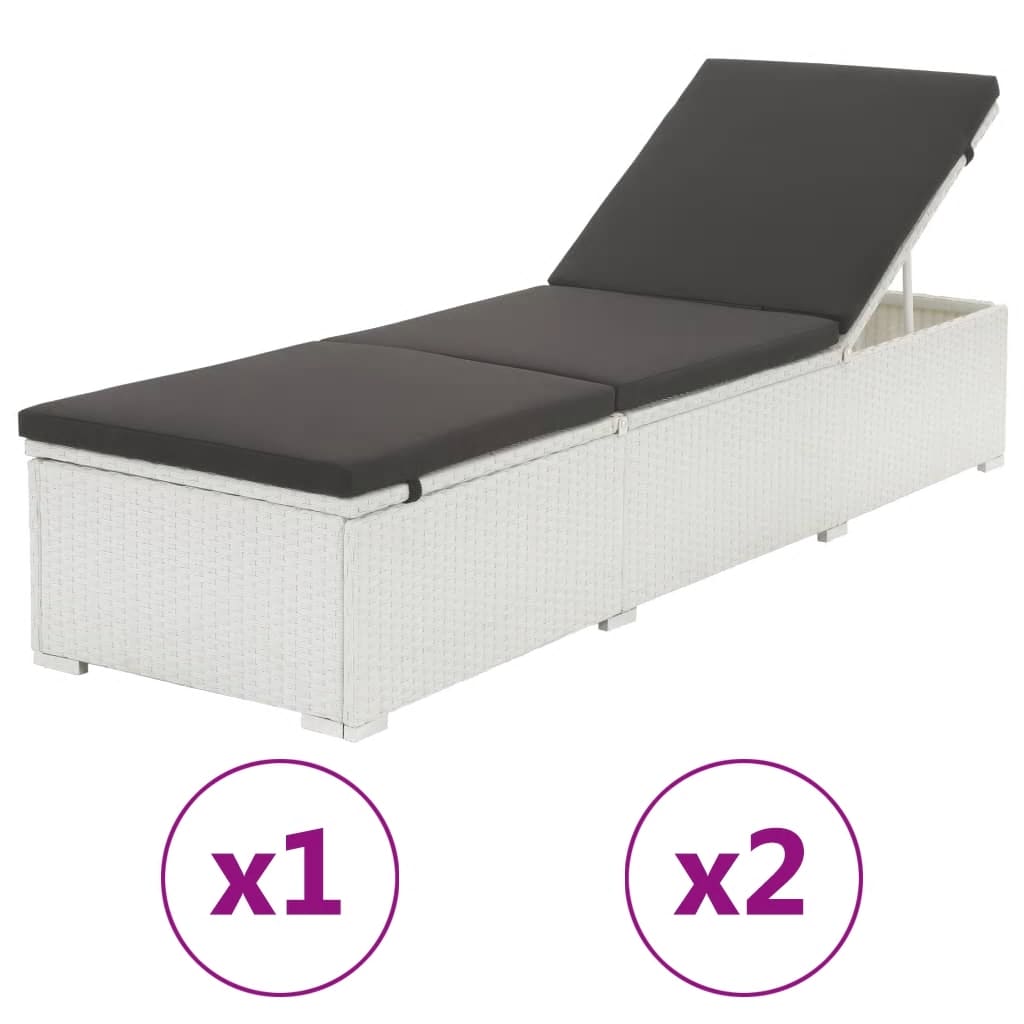 vidaXL Patio Lounge Chair Outdoor Sunlounger Sunbed with Cushion Poly Rattan-1