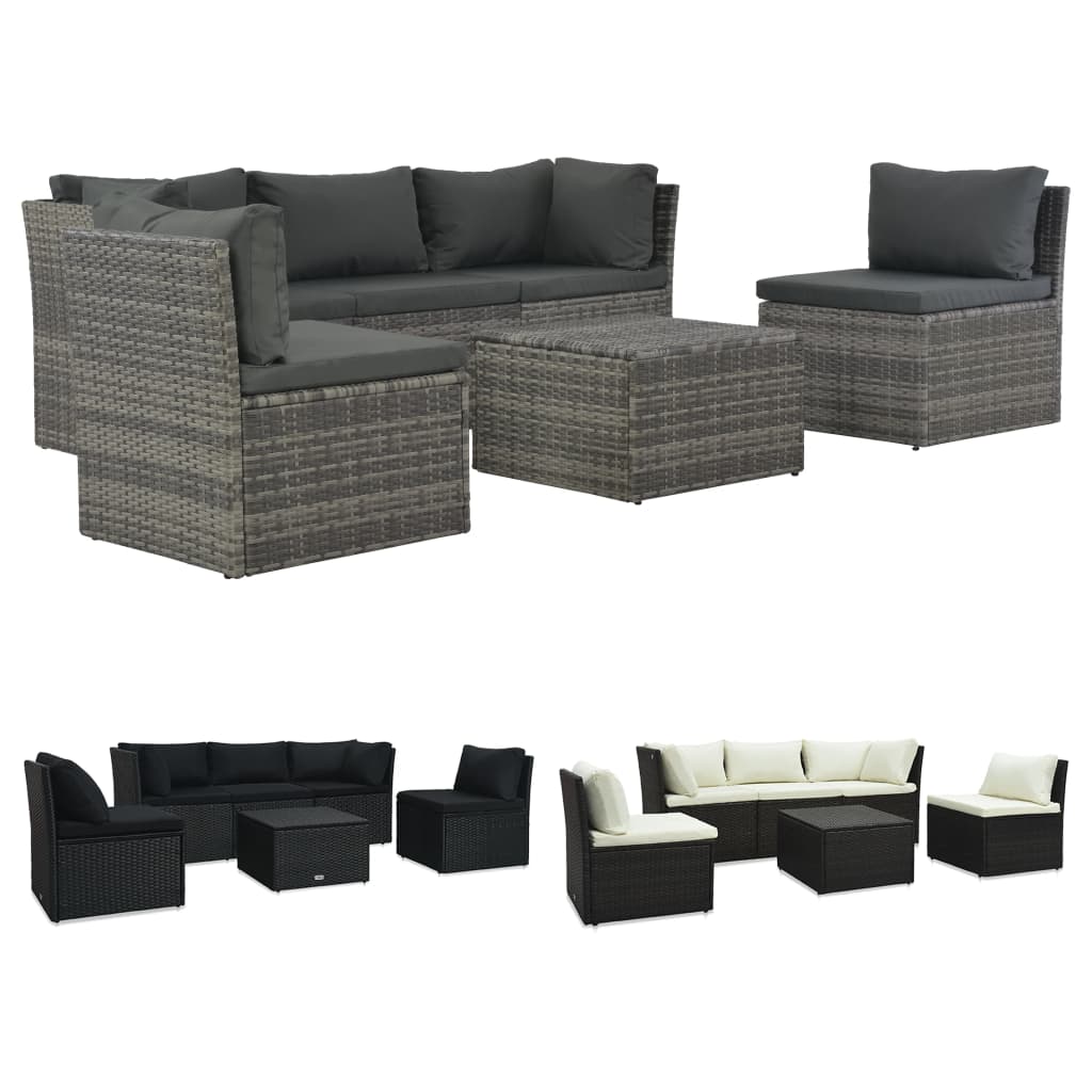 vidaXL Patio Lounge Set Garden Outdoor Sofa with Cushions 4 Piece PE Rattan-9