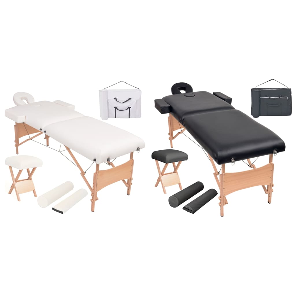 vidaXL Massage Table and Stool Set Beauty Couch Therapy Bed 2 Zones Thick-2