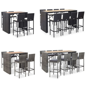 vidaXL 5 Piece Patio Bar Set Poly Rattan and Acacia Wood Black-3