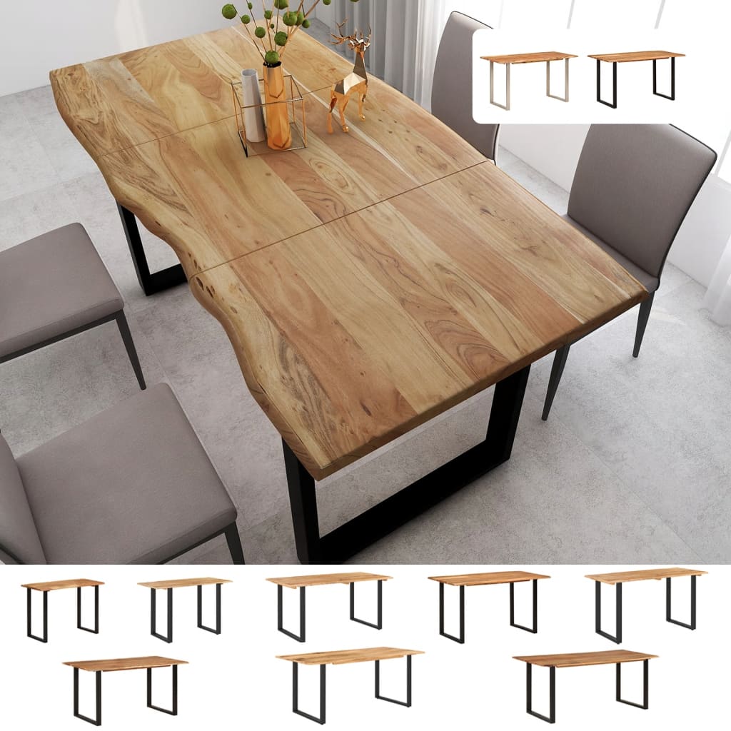 vidaXL Dining Table Dinner Table for Kitchen Dining Room Solid Wood Acacia-1