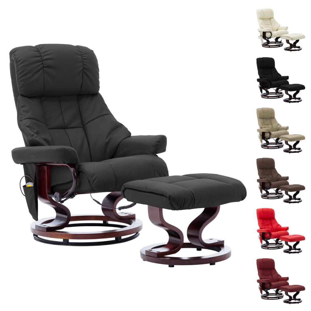 vidaXL Massage Recliner Swiveling Recliner Chair Faux Leather and Bentwood-20