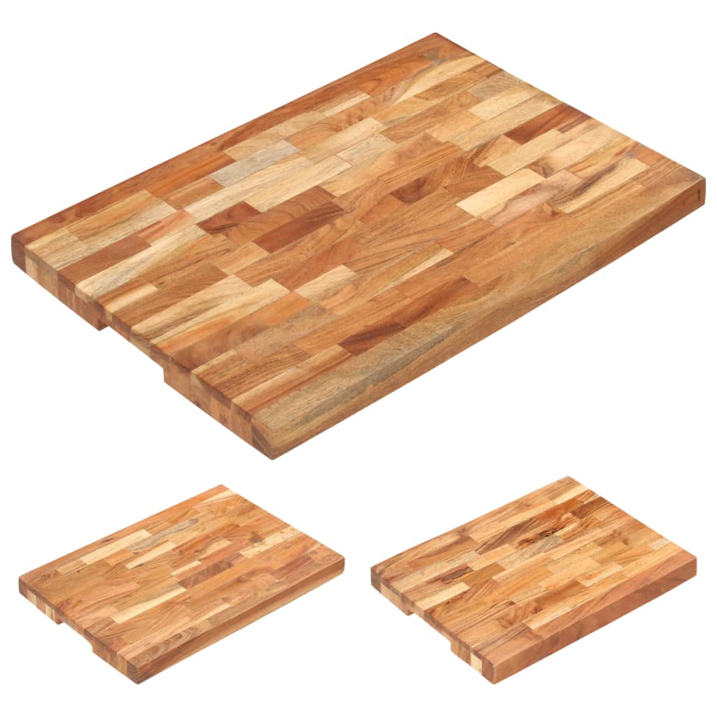 vidaXL Cutting Board Wooden Chopping Board with Strip Design Solid Wood Acacia-3