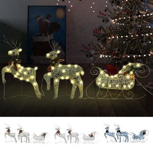 vidaXL Reindeer & Sleigh Christmas Decoration 100 LEDs Outdoor Gold-6