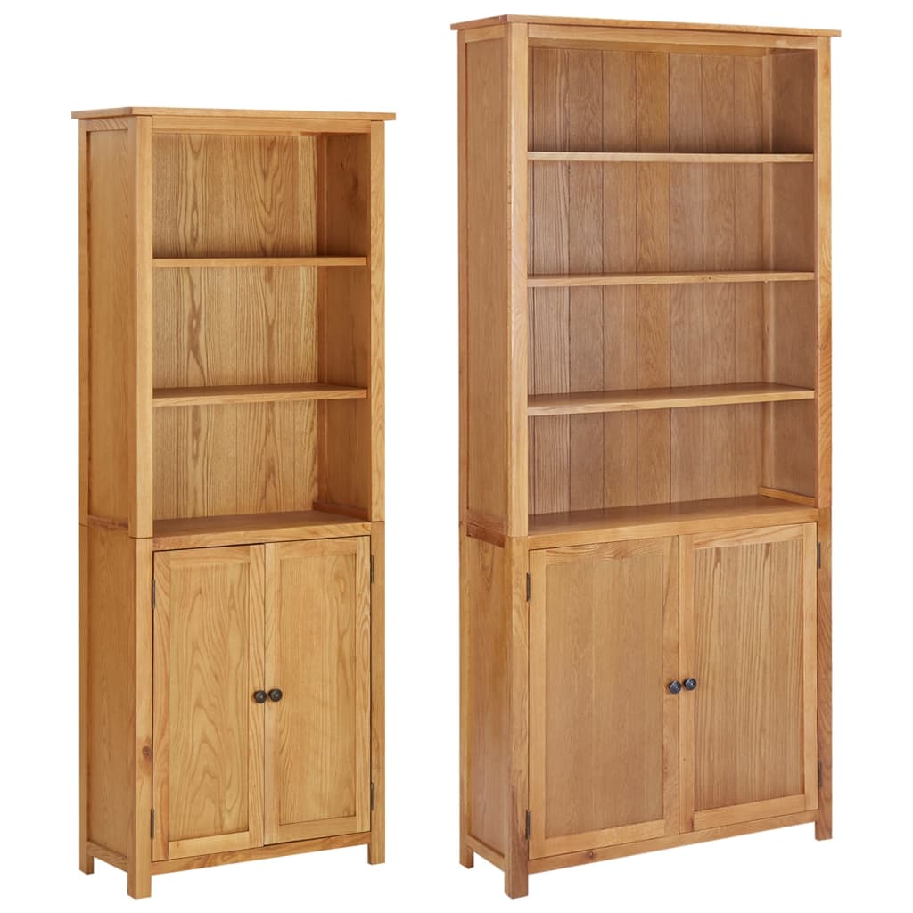 vidaXL Bookshelf Bookcase with 2 Doors Cabinet with Display Solid Oak Wood-14