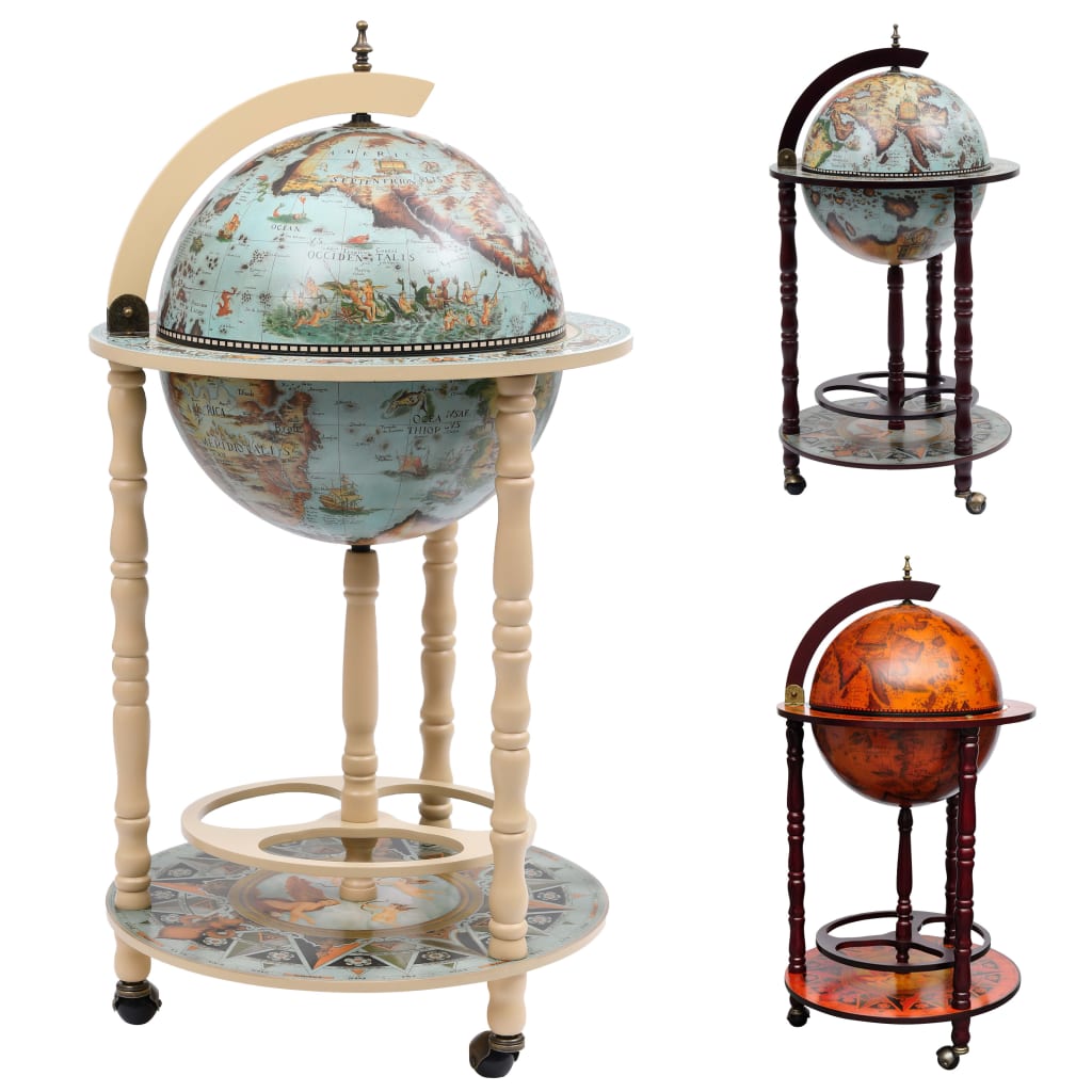 vidaXL Globe Bar Cart Globe Wine Bar Liquor Bar Cabinet Solid Eucalyptus Wood-11