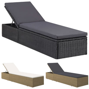 vidaXL Sunlounger Poly Rattan Black and Dark Gray-25