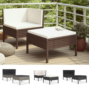 vidaXL Patio Furniture Set 2 Piece Patio Sectional Sofa with Table Poly Rattan-4