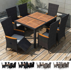 vidaXL Patio Dining Set Outdoor Table and Chairs Furniture Set Poly Rattan-5