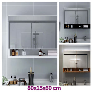 vidaXL LED Bathroom Mirror Cabinet Storage Vanity Wall Cabinet Furniture MDF-24