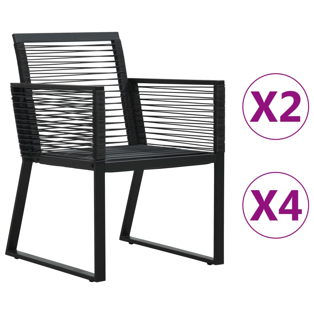 vidaXL 2/4x Garden Chair Black PVC Rattan Outdoor Patio Seating Lounge Chairs-6