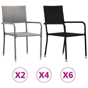 vidaXL Patio Dining Chairs Outdoor Rattan Wicker Dining Chair Poly Rattan-34