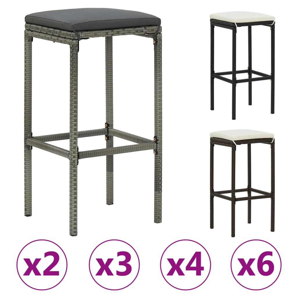 vidaXL Bar Stool Bar Seat Counter Height Island Stool for Pub Poly Rattan-20