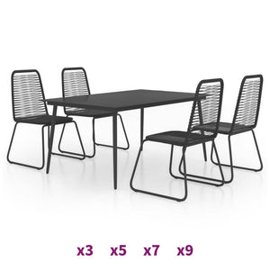 vidaXL Patio Dining Set Table and Chairs Patio Furniture Set PVC Rattan Black-20