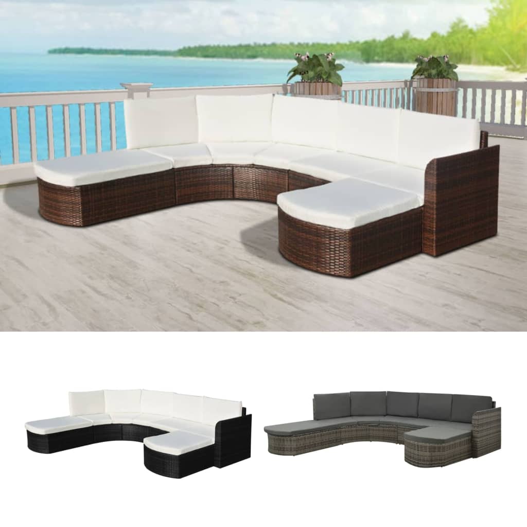 vidaXL Patio Furniture Set 4 Piece Sectional Couch Outdoor Sofa Poly Rattan-16