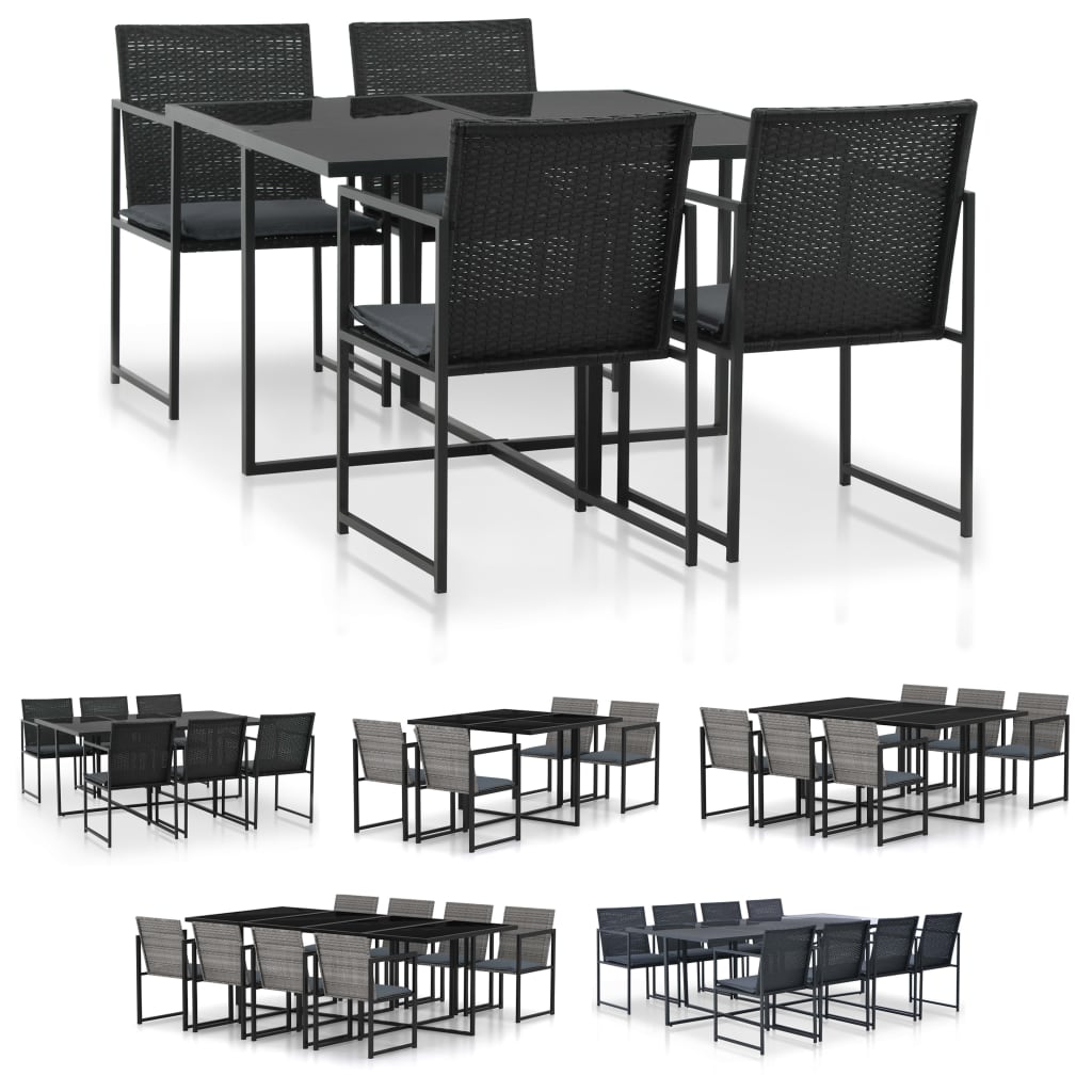 vidaXL Patio Dining Set Outdoor Table and Chairs Furniture Set Poly Rattan-7