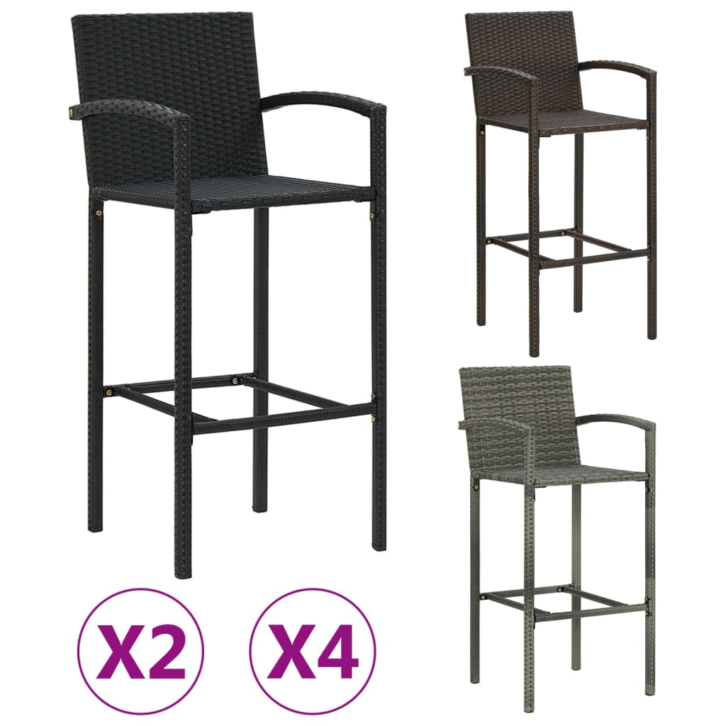 vidaXL Bar Stools 2 pcs Brown Poly Rattan-35