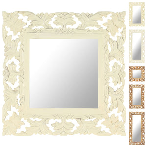 vidaXL Decorative Mirror Wall Bathroom Mirror Solid Mango Wood Hand Carved-17