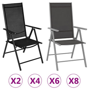 vidaXL Patio Folding Chairs Camping Garden Lawn Chair Aluminum and Textilene-5