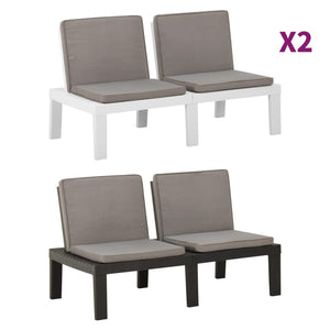 vidaXL Patio Garden Bench Loveseat Outdoor 2-Seater Bench with Cushion Plastic-9