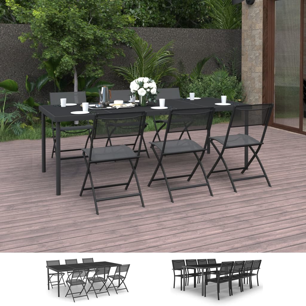 vidaXL Patio Dining Set Outdoor Table and Chair Patio Conversation Set Steel-12