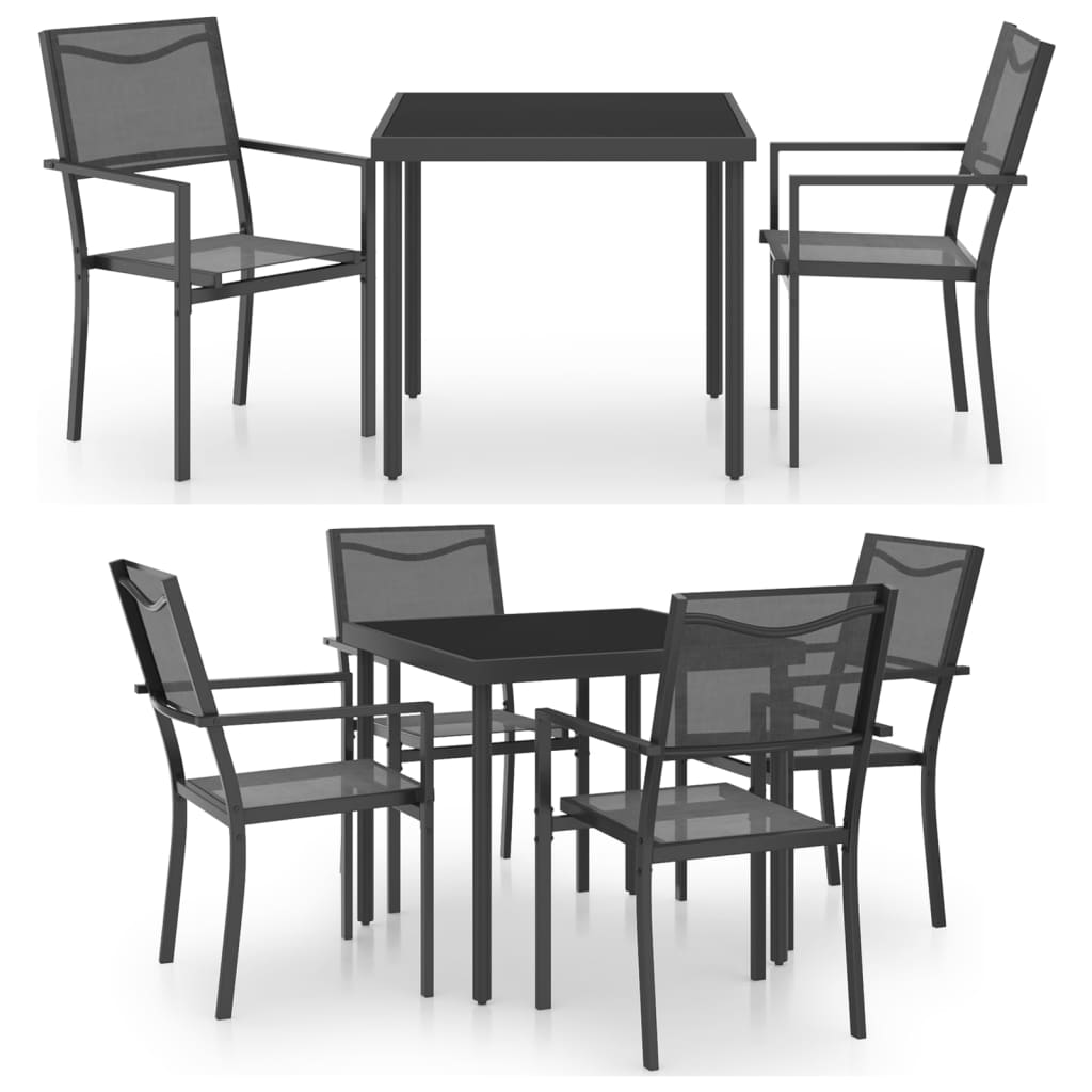 vidaXL Patio Dining Set Outdoor Table and Chair Patio Conversation Set Steel-5