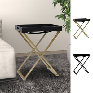 vidaXL Folding Table Accent Foldable End Table with Iron Frame Gold and MDF-3