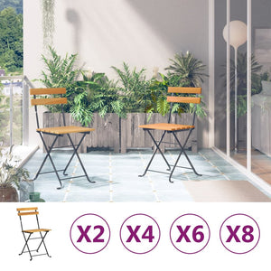 vidaXL Patio Folding Chairs Bistro Foldable Chair Steel and Solid Wood Acacia-12