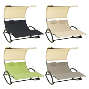 vidaXL Double Sunlounger Patio Lounge Chair with Canopy Outdoor Rocking Sunbed-13