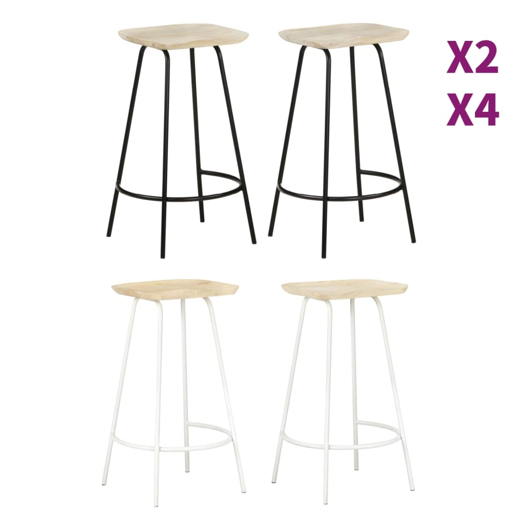 vidaXL Bar Stool Bar Seat Counter Height Island Stool for Pub Solid Mango Wood-0