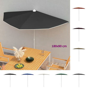 vidaXL Garden Half Parasol with Pole Outdoor Umbrella Sunshade Multi Colors-4