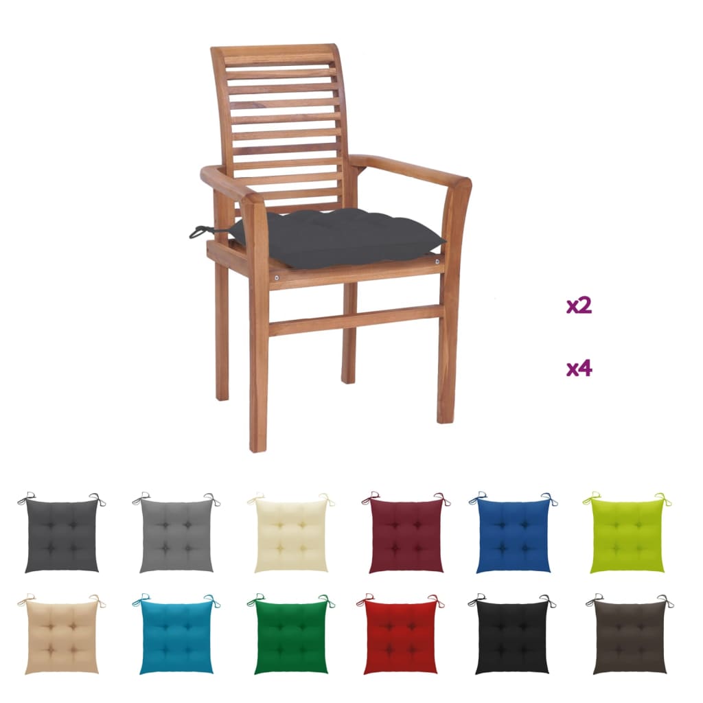 vidaXL Patio Dining Chairs Wooden Accent Chair with Cushions Solid Wood Teak-24