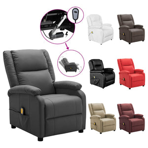 vidaXL Massage Chair Massaging Recliner Push Chair for Elderly Faux Leather-5