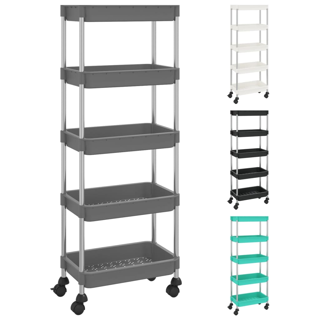 vidaXL 5-Tier Kitchen Trolley Rolling Storage Cart with Wheels Iron and ABS-5