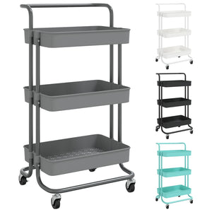 vidaXL 3-Tier Kitchen Trolley Rolling Storage Cart with Wheels Iron and ABS-21